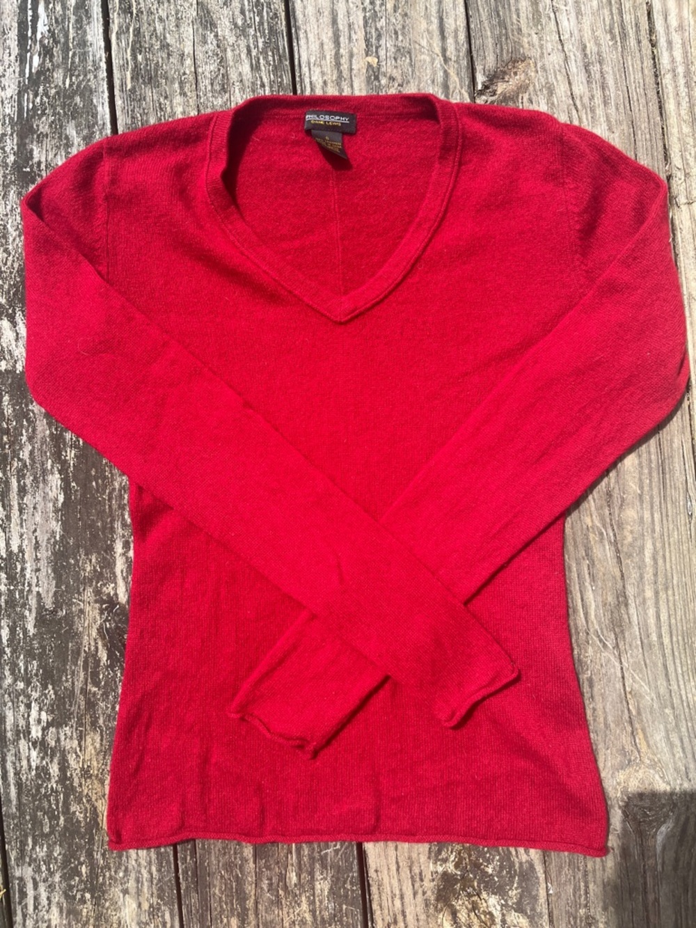 100% Cashmere V-Neck Red Sweater